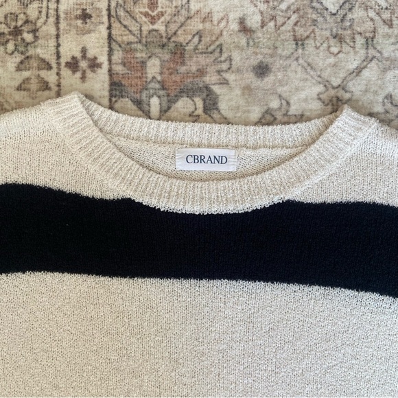 Soft Striped Crewneck Sweater - Black, White, and Rust - Picture 4 of 10